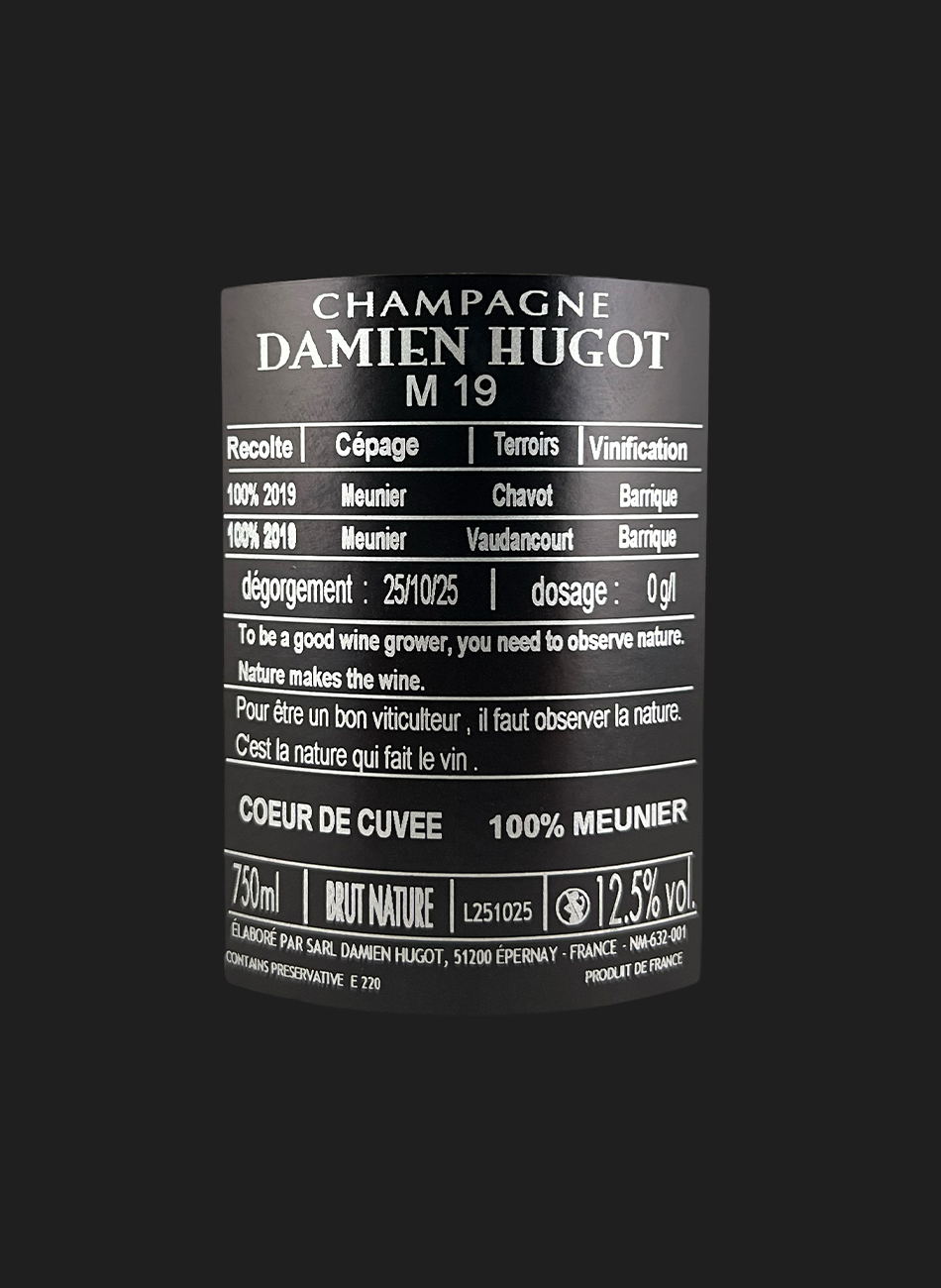 2019 Damien Hugot M19 Blanc de Noirs Brut Nature